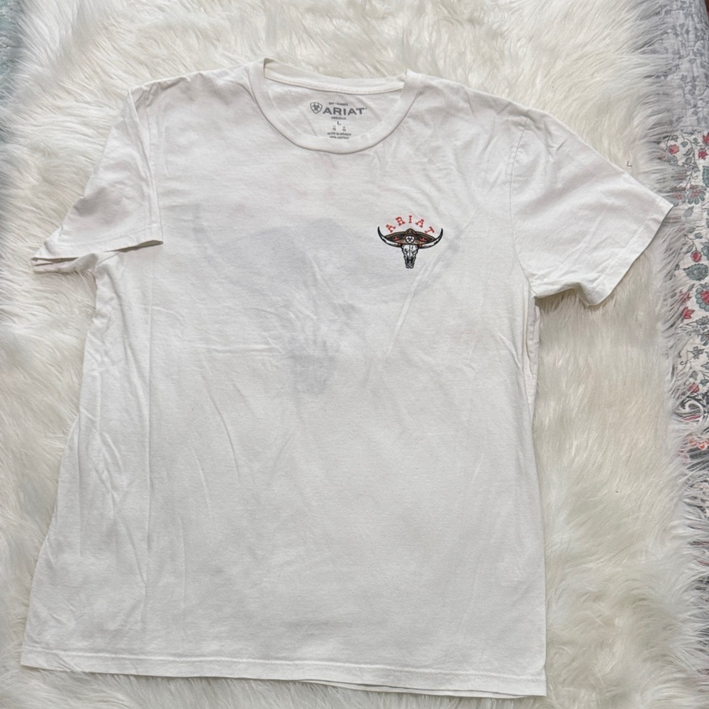 Ariat White Short-Sleeve Tee with Longhorn Logo
